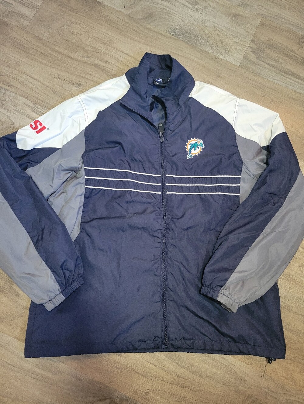 Vintage Reebok Miami Dolphins NFL Colorblock Windbreaker Jacket LARGE